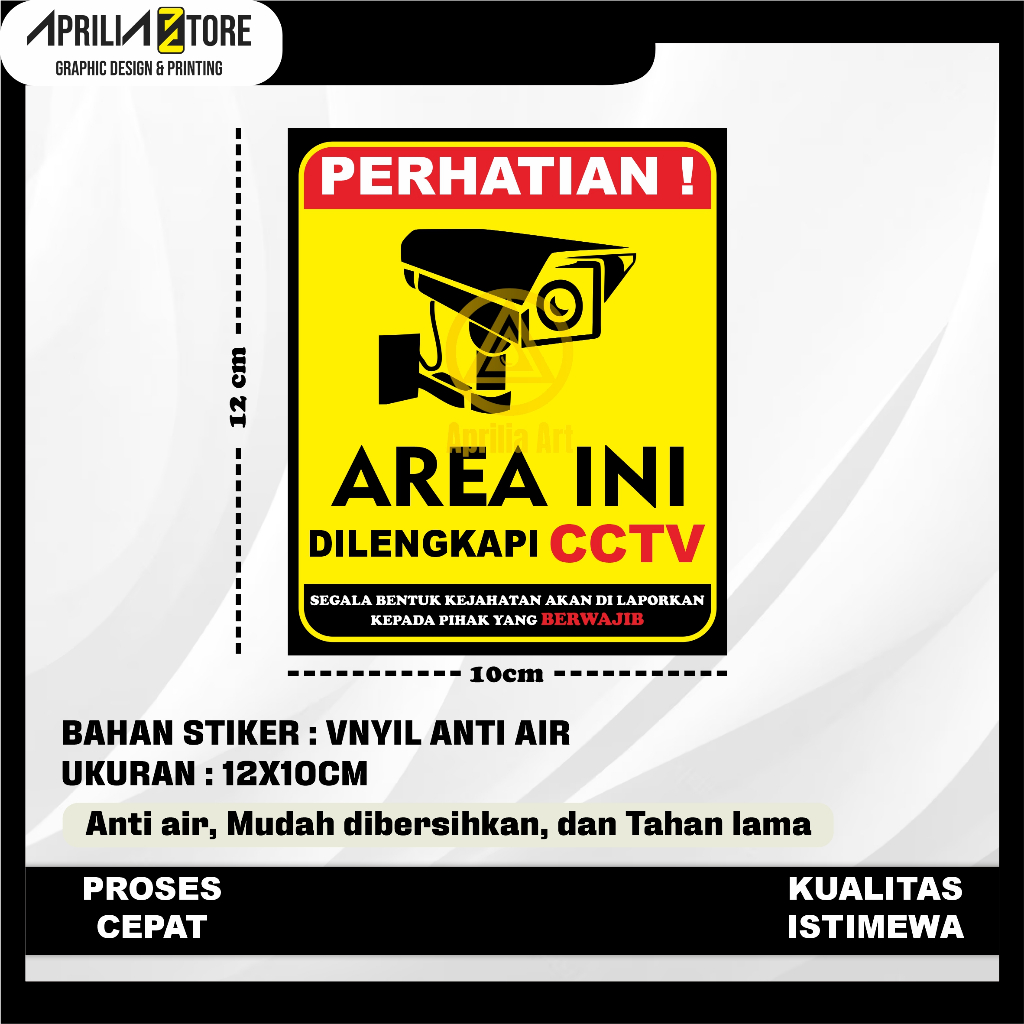 

STIKER CCTV AREA ANTI AIR LAMINASI GLOSY