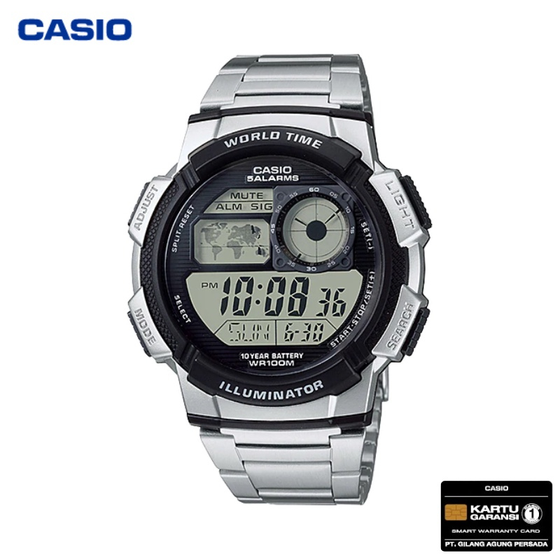 JAM TANGAN PRIA CASIO ORIGINAL AE-1000WD-1A ORIGINAL - AE1000WD SILVER CASIO ORIGINAL