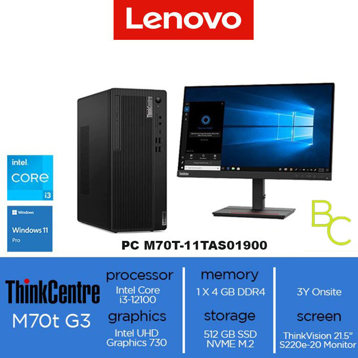 Lenovo ThinkCentre M70t Gen 3 Core i3-12100 4GB 512GB W11Pro