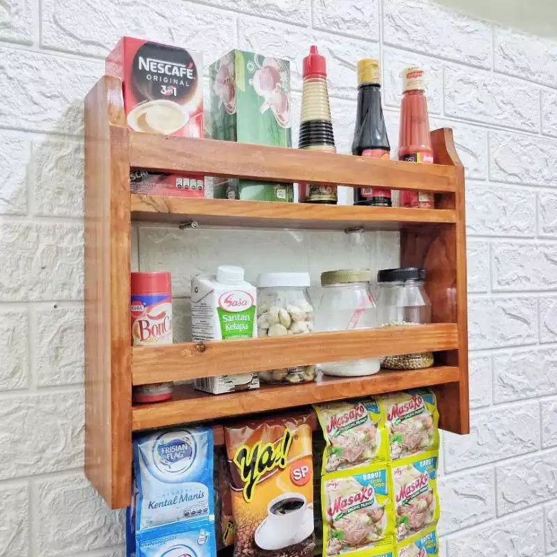 Rak bumbu dapur dinding rak cantolan gantung tempat bumbu tempel tingkat