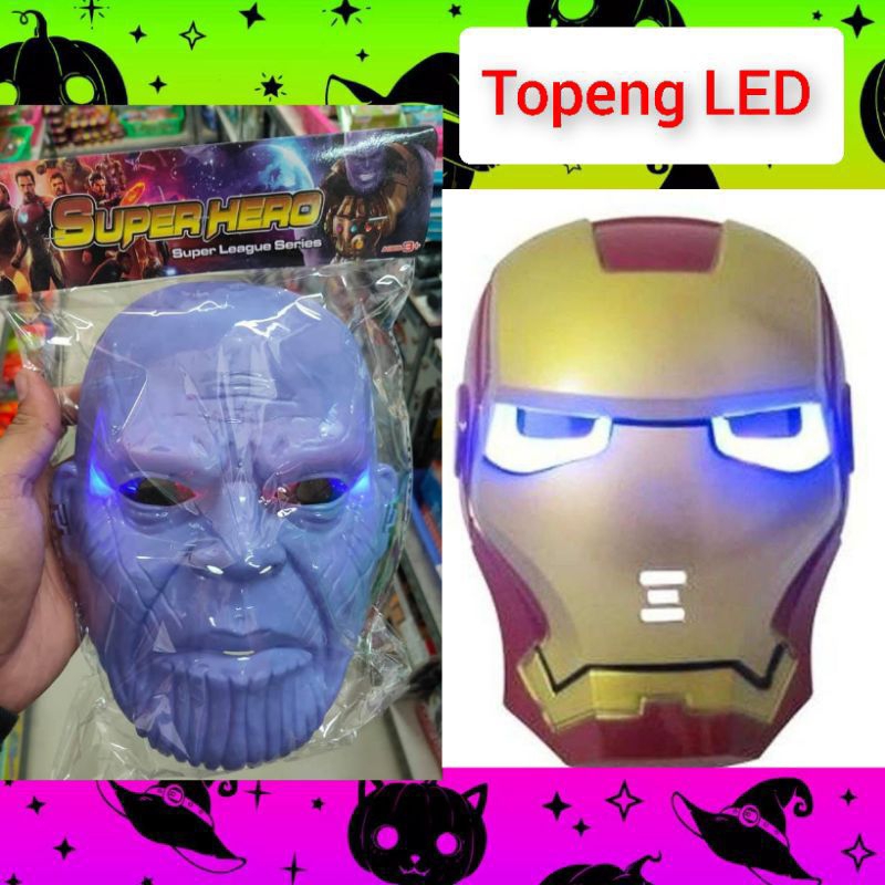 topeng tanos LED dan iron Man LED isi 2 sesuai gambar