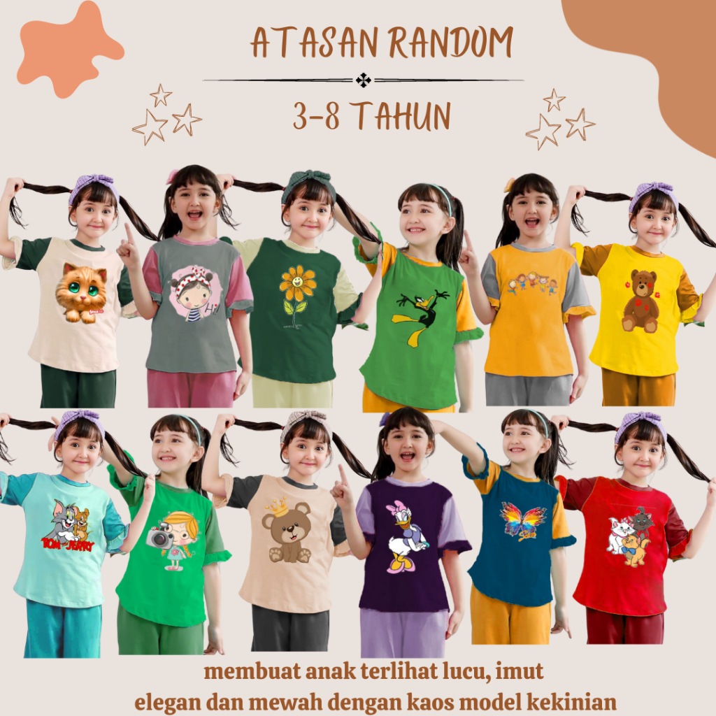 Kaos Anak Murah Premium Paket Usaha Katun Combed Original Model Rempel