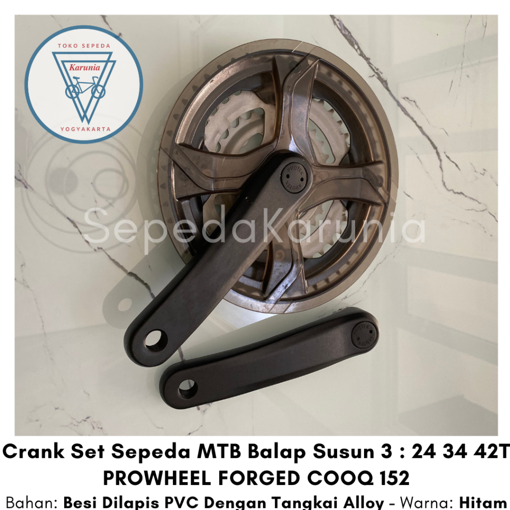 Crank Set Gear Sepeda MTB Balap Susun 3: 24 34 42T Prowheel FORGED COOQ 152