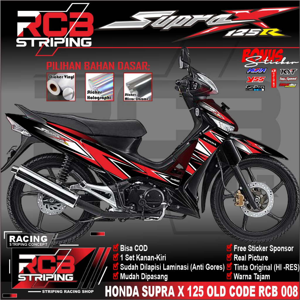 (COD) Sticker Striping List Variasi Supra X 125 - Striping Supra X 125. RCB 008