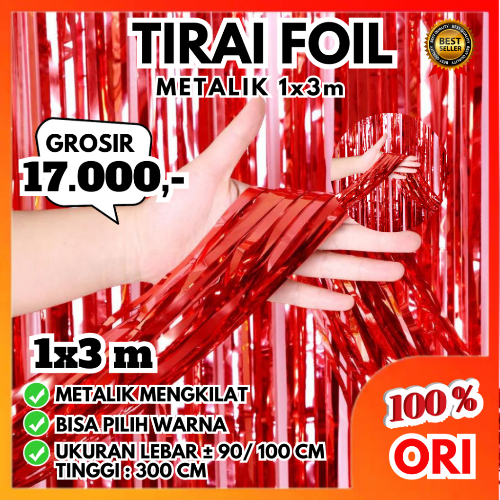 CURTAIN TIRAI FOIL 1x3 Backdrop Perlengkapan dekorasi pesta ulang tahun wedding photobooth