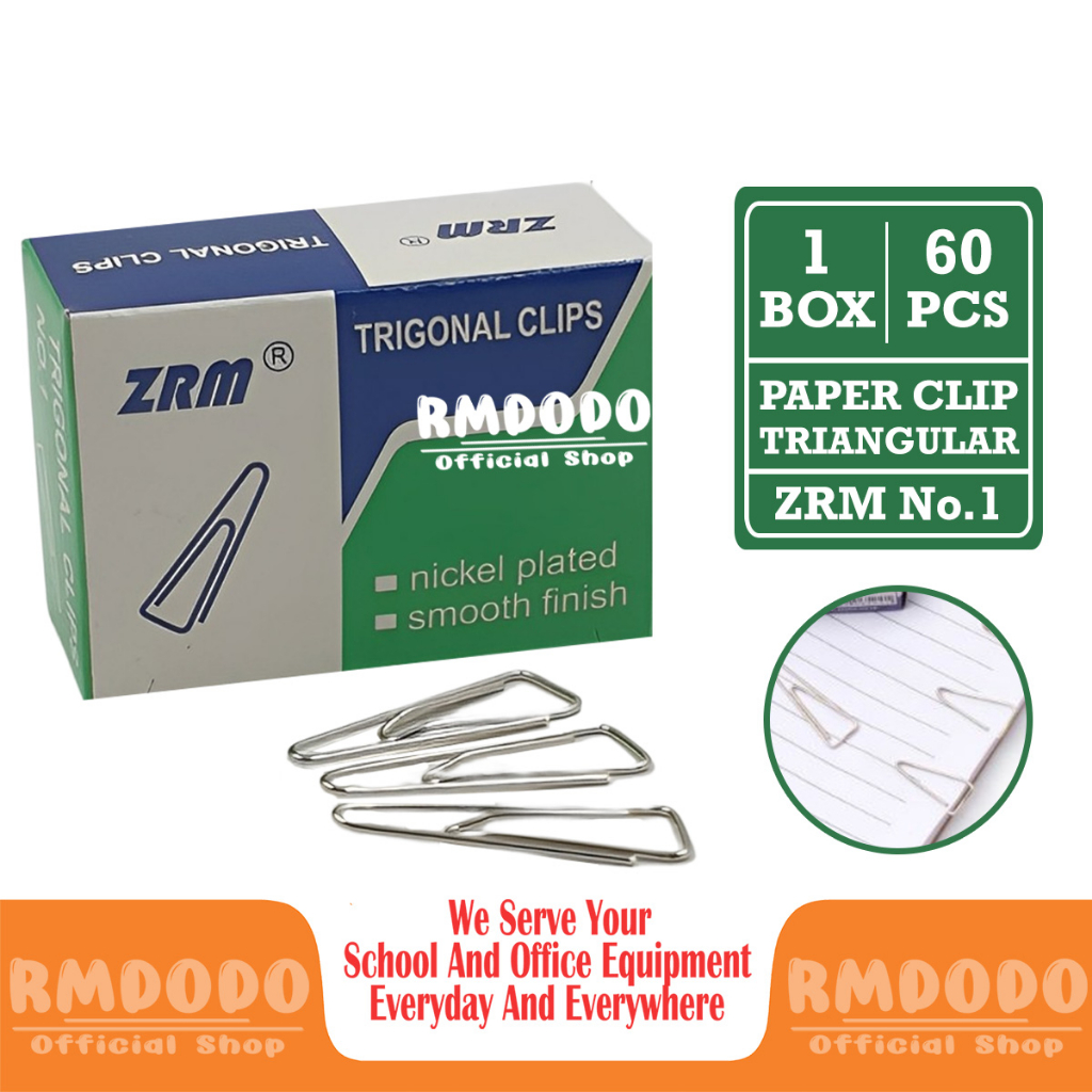 

Rmdodo - Paper Clip Trigonal No.1 [1 Box - 60 Pcs Clip] / Klip Kertas Triangular / Penjepit Kertas ZRM
