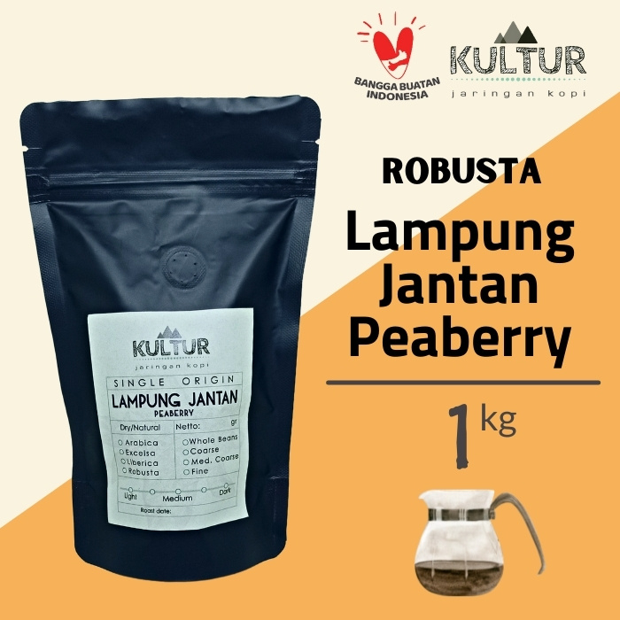 

COFFEE BEAN BIJI KOPI ROBUSTA LAMPUNG JANTAN PEABERRY 1 KG