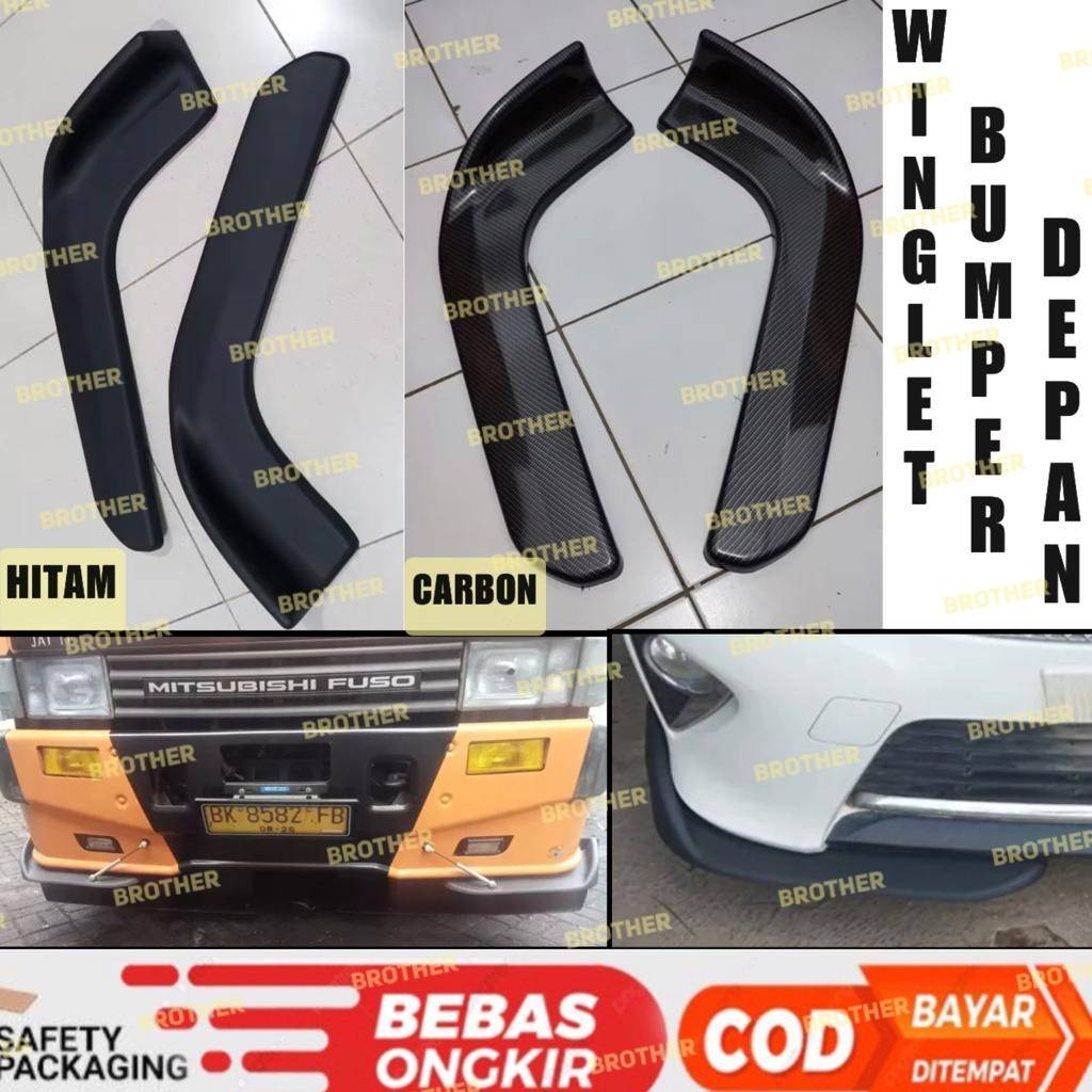 Winglet Lips Bumper Depan Hitam Carbon Mobil Universal Avanza Xenia Innova Agya Ertiga Xl7 Brv Mobil