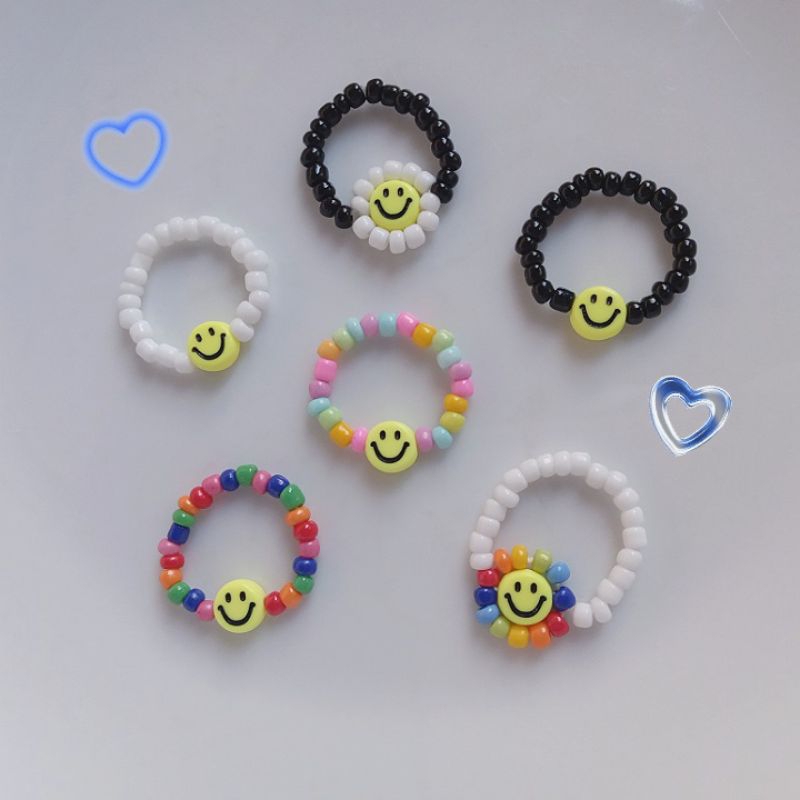 Beads Ring Smiley Cincin Manik