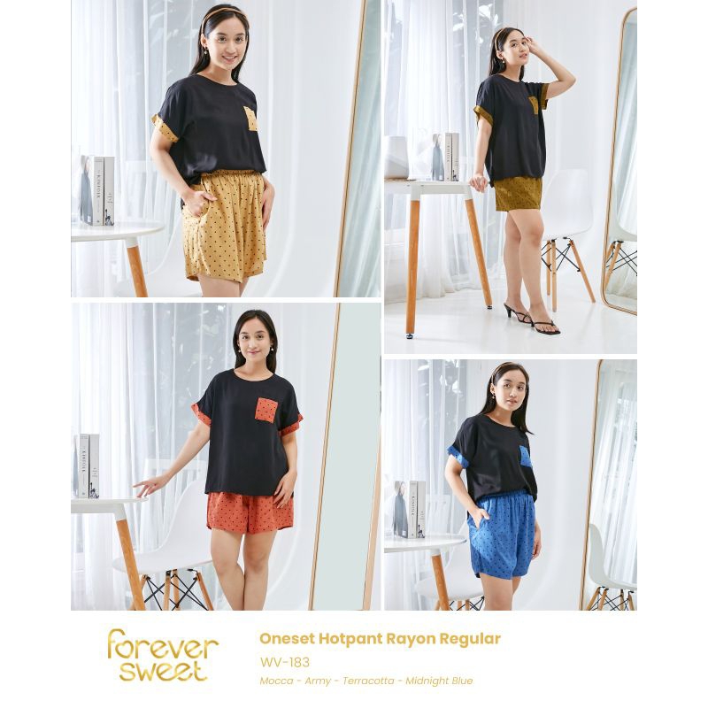 TERMURAH Setelan FOREVER Sweet Concept One Set Label Hitam Exclusive Black Hot Pant HP 126 - 1, WV 1