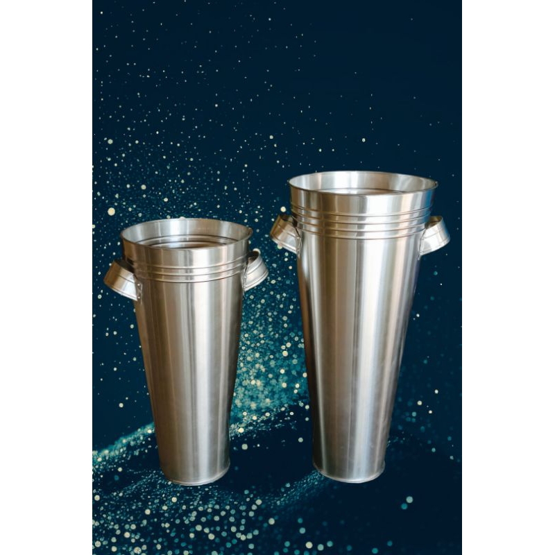 VAS BUNGA ALUMINIUM | PEGANGAN PLAT | POLOS SILVER ALUMINIUM