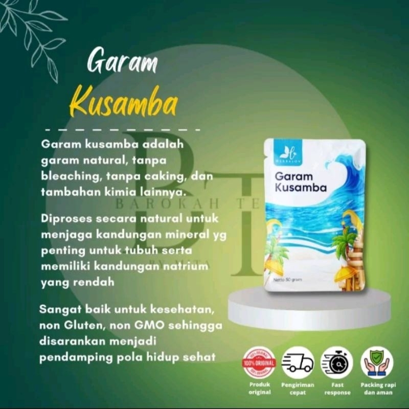 

GARAM KUSAMBA HERBALOV Dihasilkan dari kristalisasi air laut yang belum tercemar polusi
