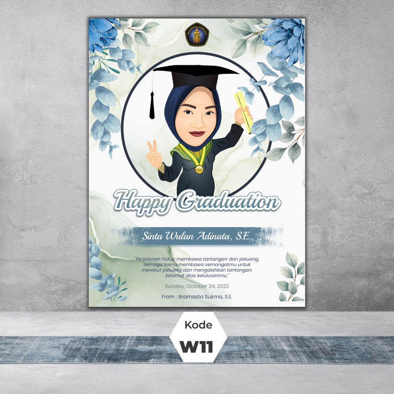 [Cetak +Desain] HIASAN DINDING CUSTOM HADIAH WISUDA / KADO WISUDA AESTETIK KEKINIAN KADO WISUDA CEWE