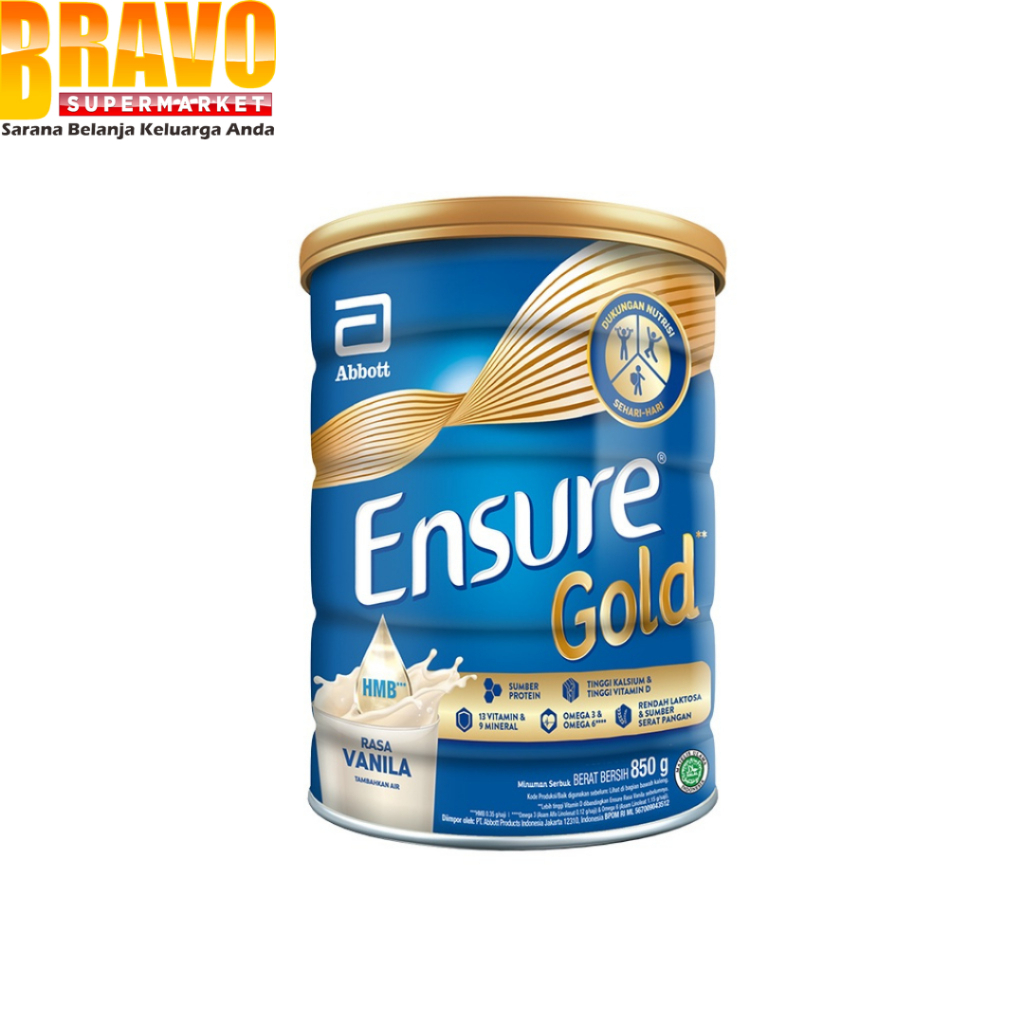 

Bravo Bojonegoro - Ensure Gold HMB Rasa Vanila & Cokelat 850GR - Susu Nutrisi Dewasa Rendah Laktosa ( Kaleng )