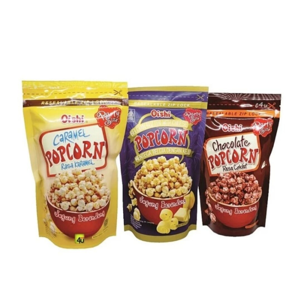 

Popcorn oishii Coklat / Caramel Popcorn/ Camilan Snack Jagung Pop Corn Coklat / Karamel 100 Gram murah