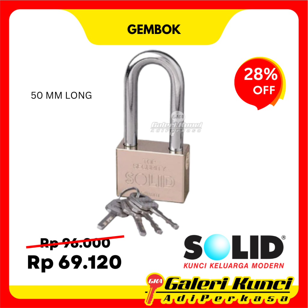 Gembok Solid Padlock SOLID 809 LONG 50MM Gembok Pagar