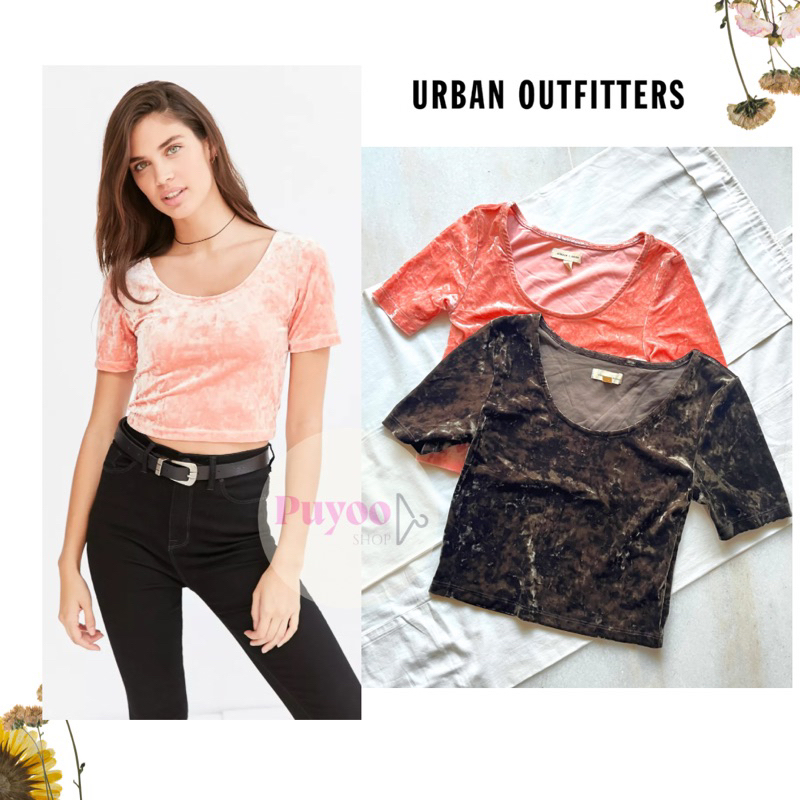 SILENCE + NOISE | URBAN OUTFITTERS Velvet Crop Top
