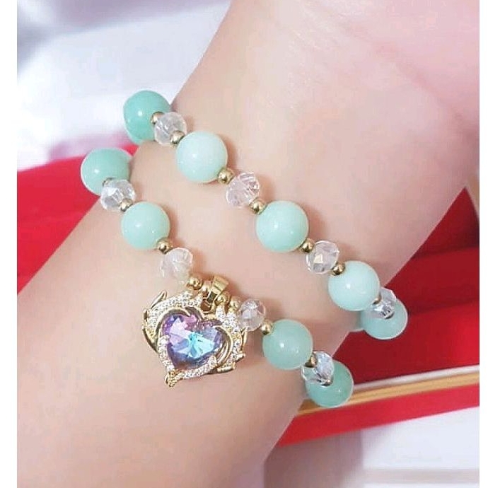 Gelang Giok batu hijau muda permata19