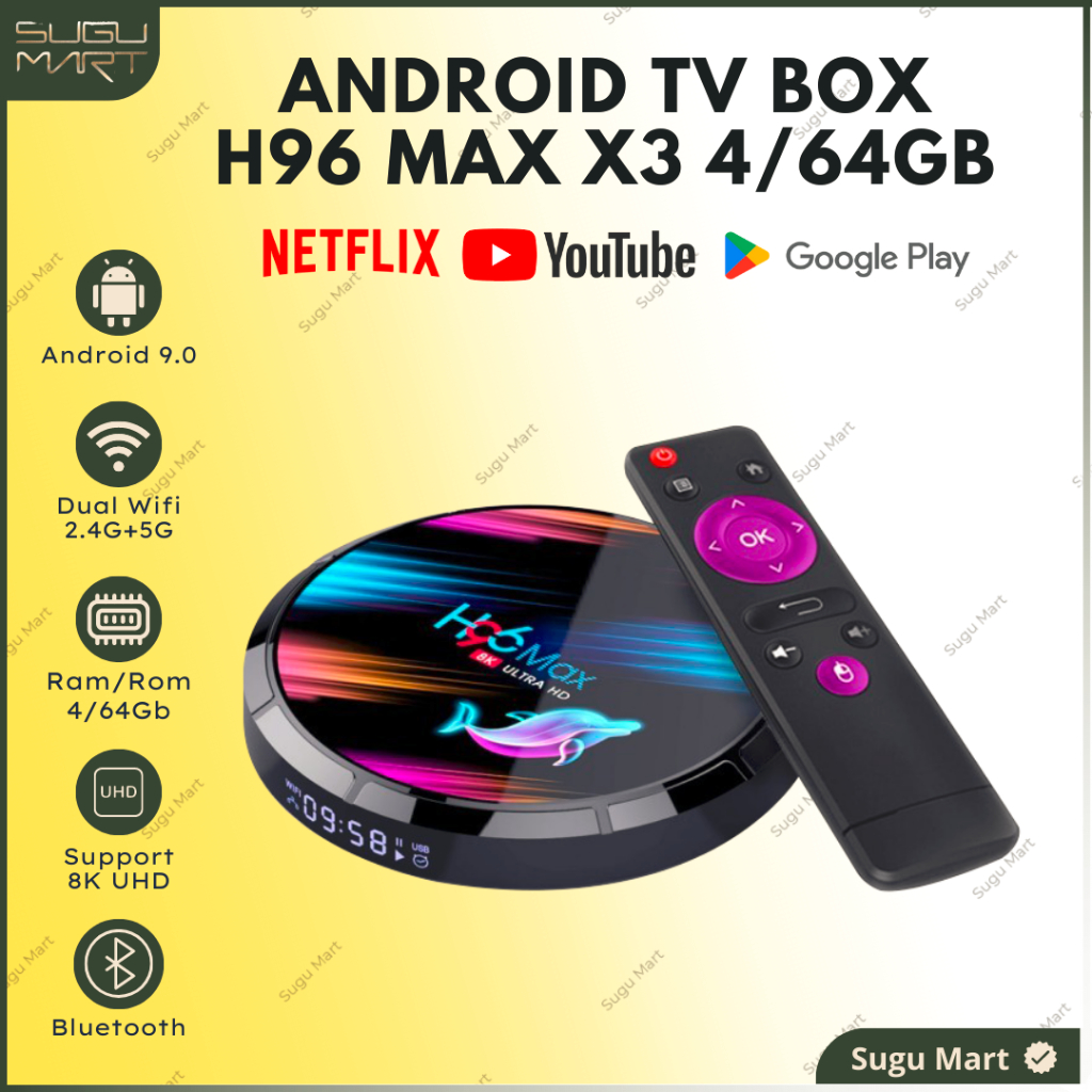 H96 Max X3 Tv Box Android 4/64GB TV BOX H96 Max X3 Android 9.0