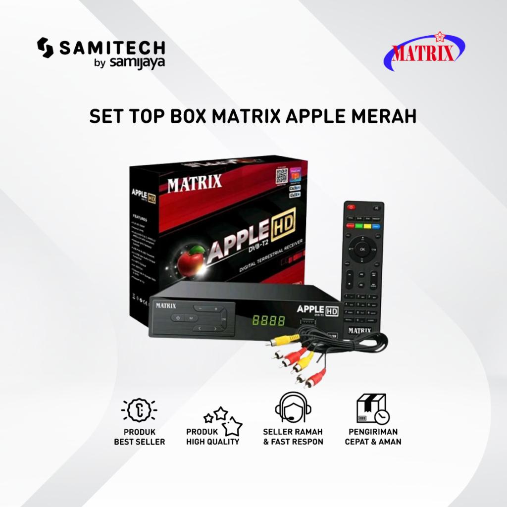 Matrix Apple DVB-T2 HD STB Merah - Set Top Box TV Digital