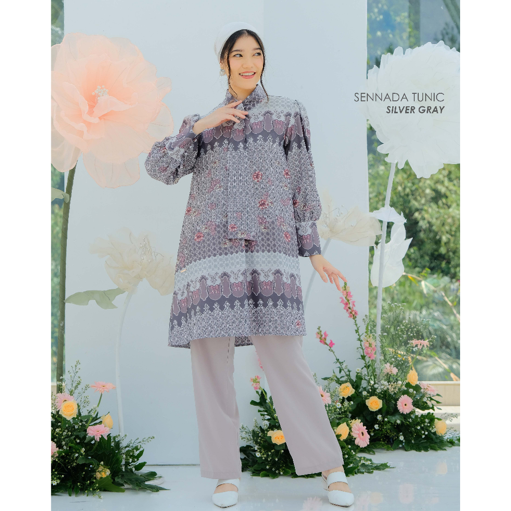 Mayoutfit Peony Set Series Silver Gray | Sarimbit Lebaran Baju Muslim Raya Keluarga-5