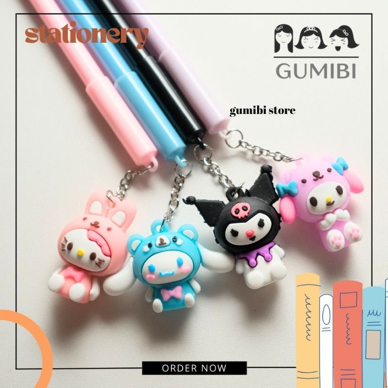 

(12pcs) PULPEN GANTUNG SANRIO CUSTOM PEN GEL GANTUNGAN RANTAI CINNAMOROLL KUROMI LUCU TERMURAH