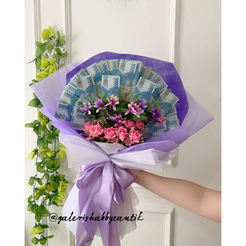 Buket uang mix bunga artificial
