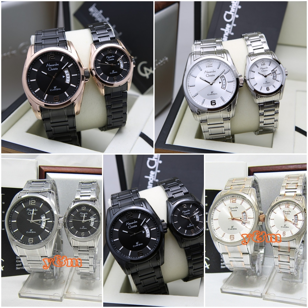 Jam Tangan Pria Wanita Pasangan Alexandre Christie AC 8289 MD LD Ori