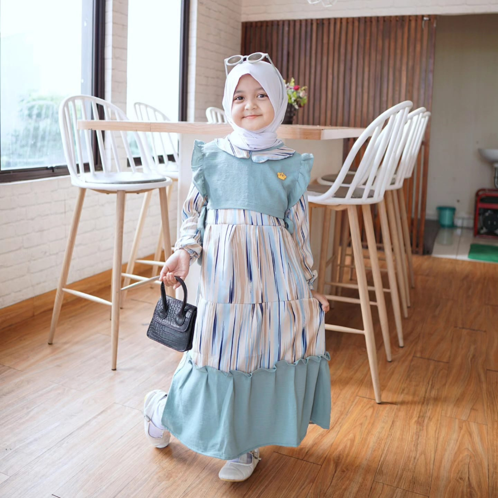 Pakaian Anak Wanita Gamis Anak Set Celana Elsa Syakila Premium - Zivanabibicollection