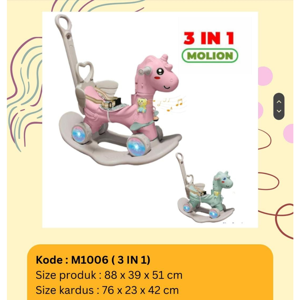 HMI M1006 Mainan Kuda Kudaan 3IN1 - Rocking Horse