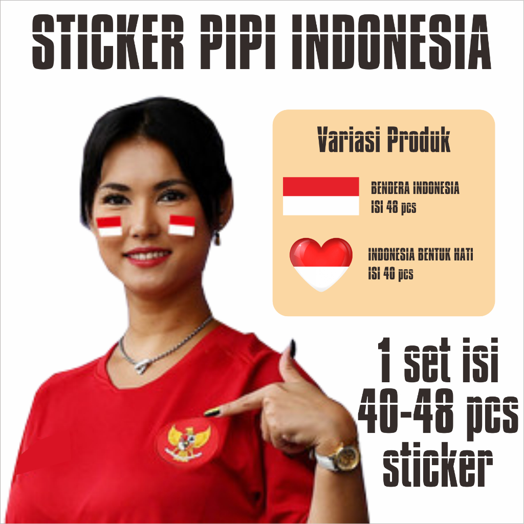 

BA155 Sticker Pipi isi 40-48pcs Bendera Indonesia Tema 17 Agustus Kemerdekaan RI