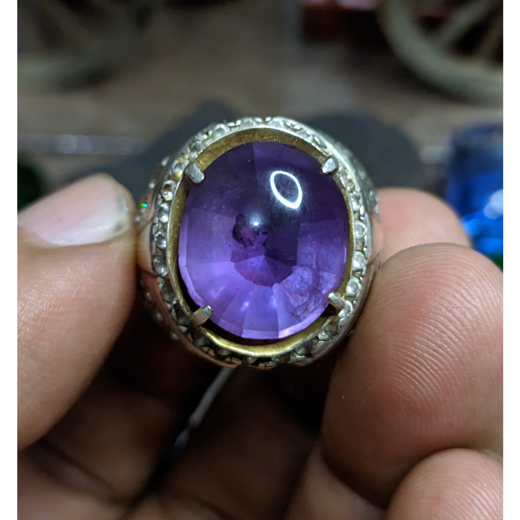 Natural Kecubung Ungu Kalimantan Ring Perak 925 Micro