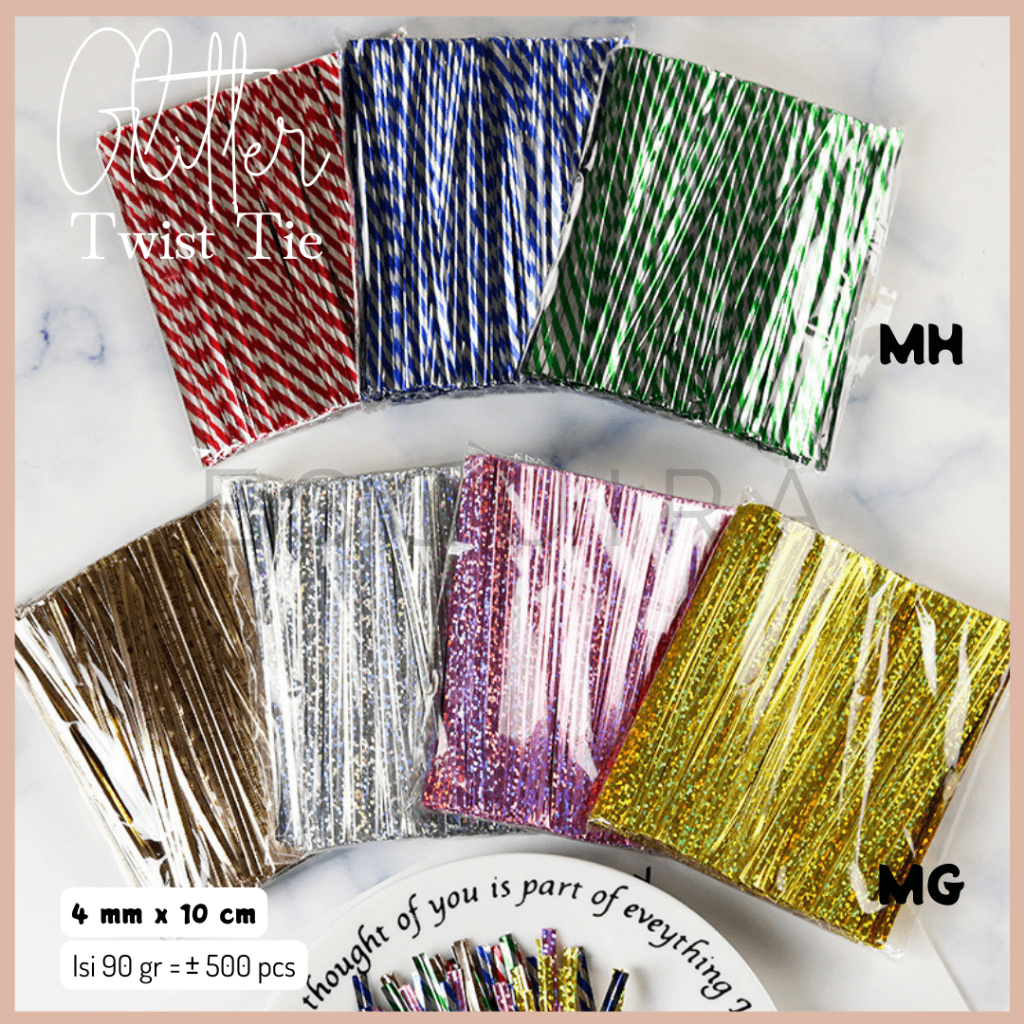 

Glitter Twist Ties / Kawat Pengikat Kemasan / ± 500 pcs