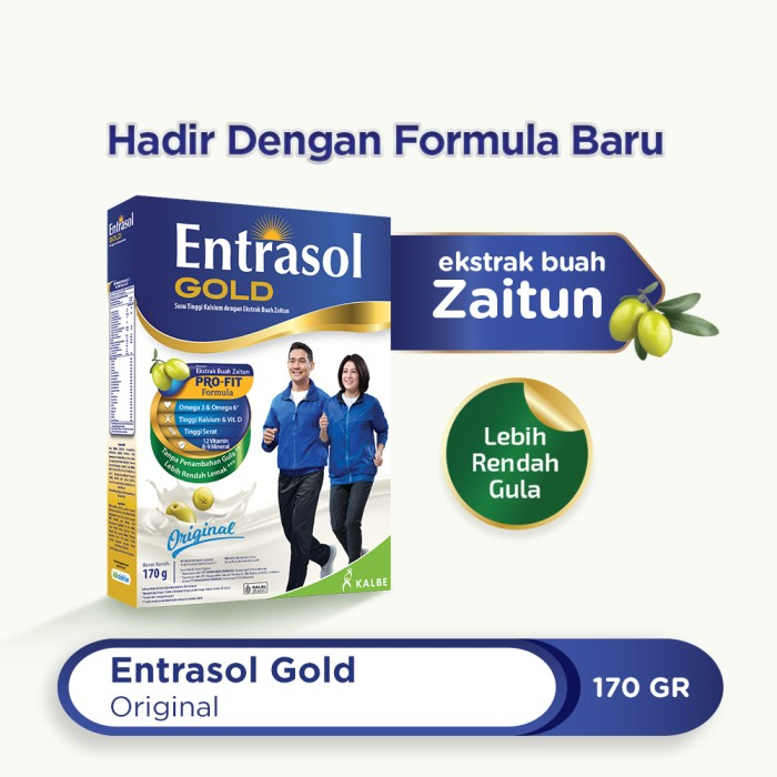 

Entrasol Gold 170g - Susu Tinggi Kalsium Rendah Gula