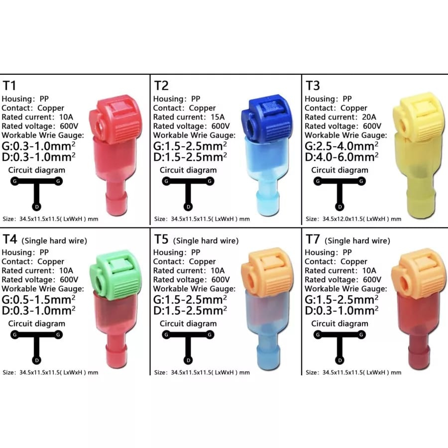Konektor kabel listrik T Jumper Lock Quick Cable Connector Sambungan Kabel