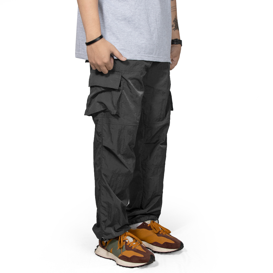 Roofwell - Prime Black | Longpants Crinkle | Trackpants | Celana Cargo Panjang