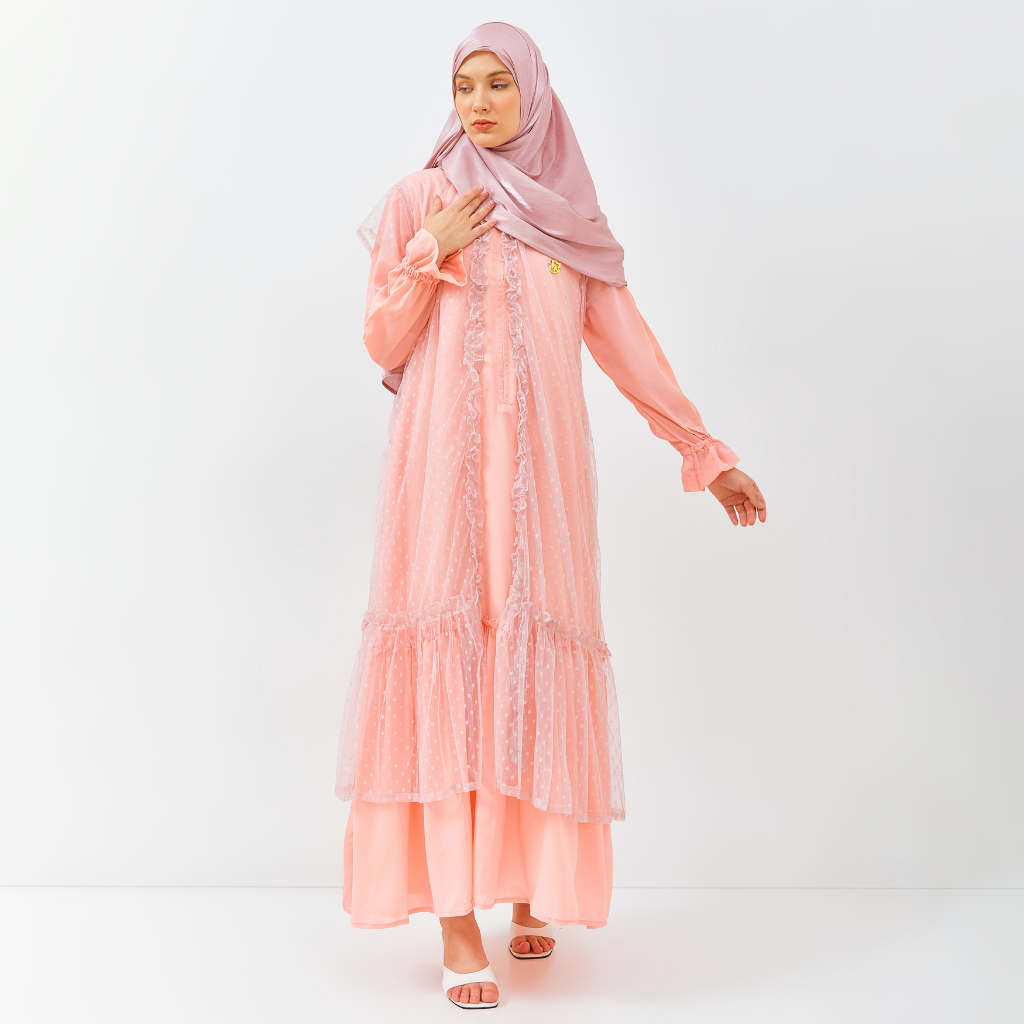 Aisha Set/gamis terbaru/Setelan lebaran 2024/Gamis tile polka/setelan outer/setelan gamis/outer tile