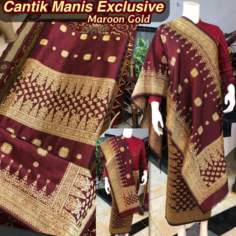 Songket Cantik Manis Exclusive Maroon Gold /songket tenun asli palembang /ilham songket palembang /s