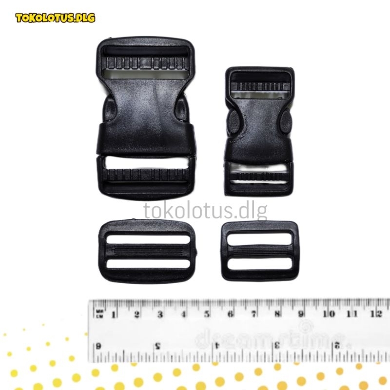 Gesper tas buckle webbing kunci sodok plastik 4x7cm ring jalan