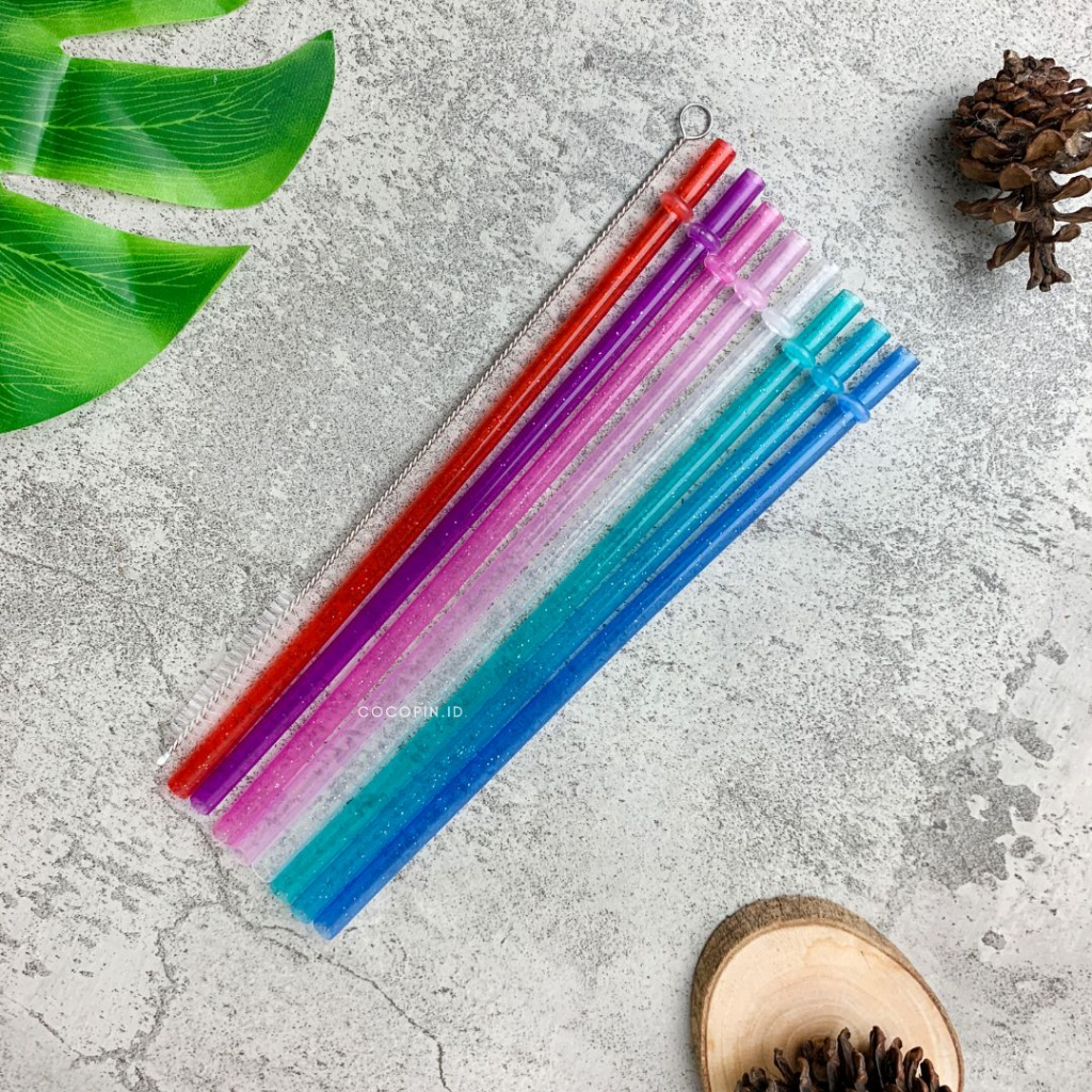 Sedotan plastik untuk tumbler starbucks reusable ecofriendly plastic straw sedotan plastic