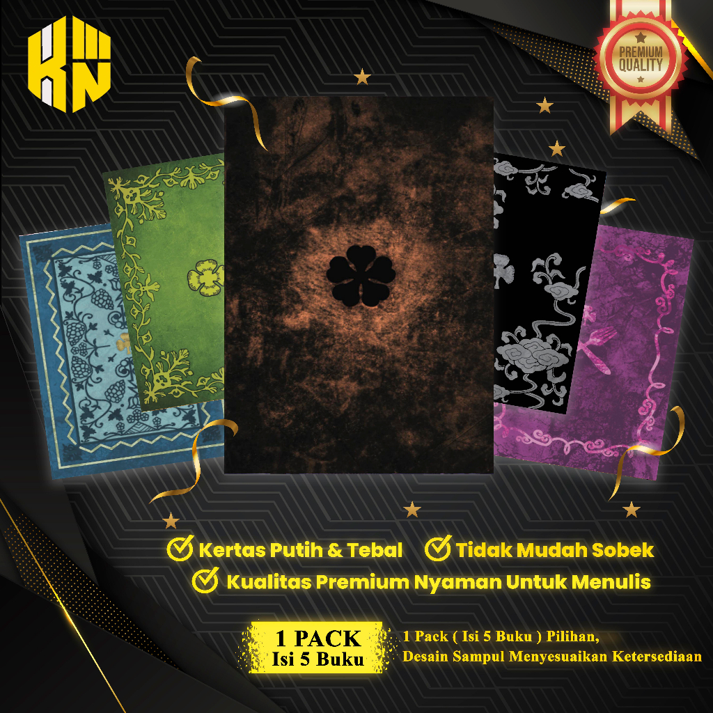 

KEN.IND - Buku Tulis Sekolah Custom Tema GRIMIORE X BLACK CLOVER Bergaris 38 Lembar 1 Pak Isi 5 Buku/ Buku Tulis Anime/ Buku Aesthetic/ Buku Catatan