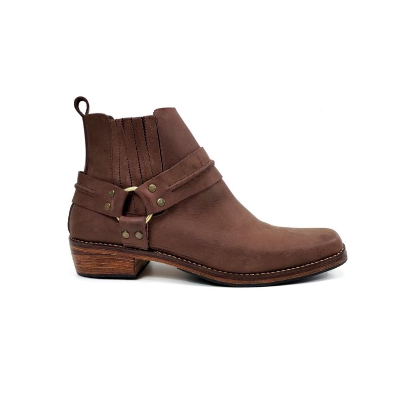 M&T - Sepatu Boots Bikers Vintage Wanita Crazy Horse Leather