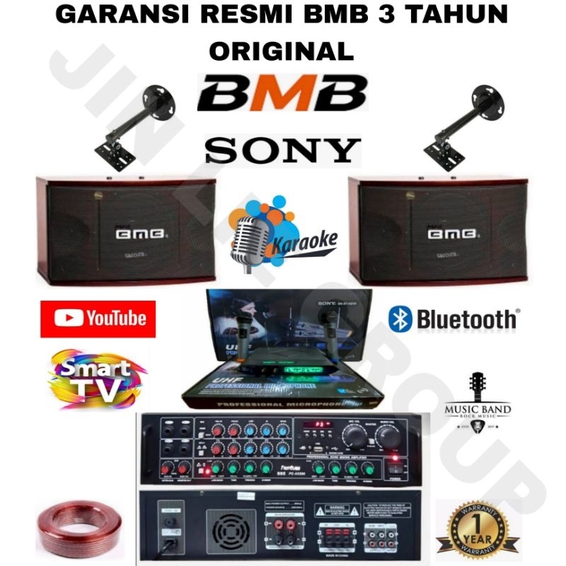 PAKET SOUND BMB KARAOKE 10 INCH BLUETOOTH SMARTV SIAP NYANYI MIC WIRELESS
