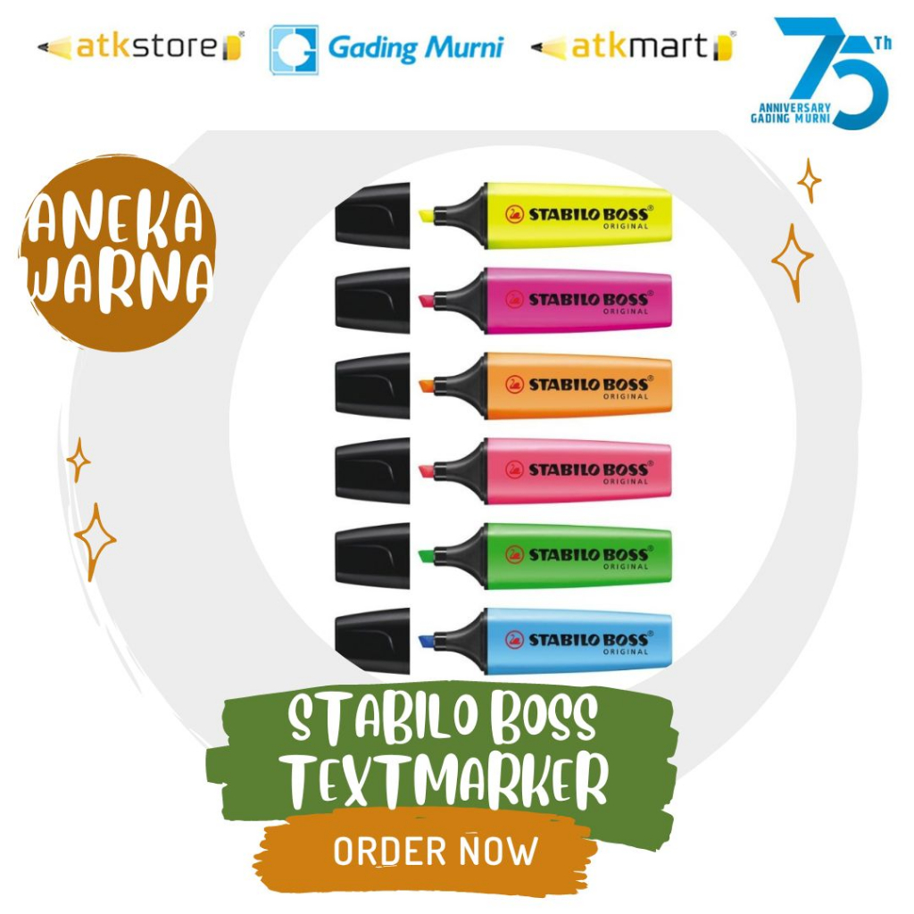 

STABILO BOSS ORIGINAL/STABILO BOSS WARNA WARNI/STABILO BOSS HIGHLIGHTER/