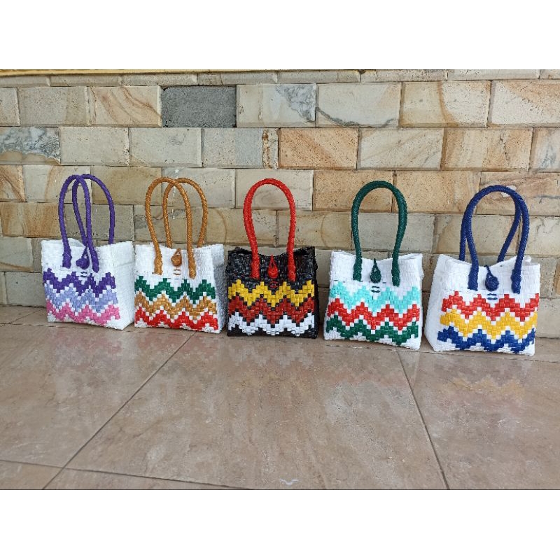 Tas Anyaman Plastik Jali-Jali Motif Zig-Zag