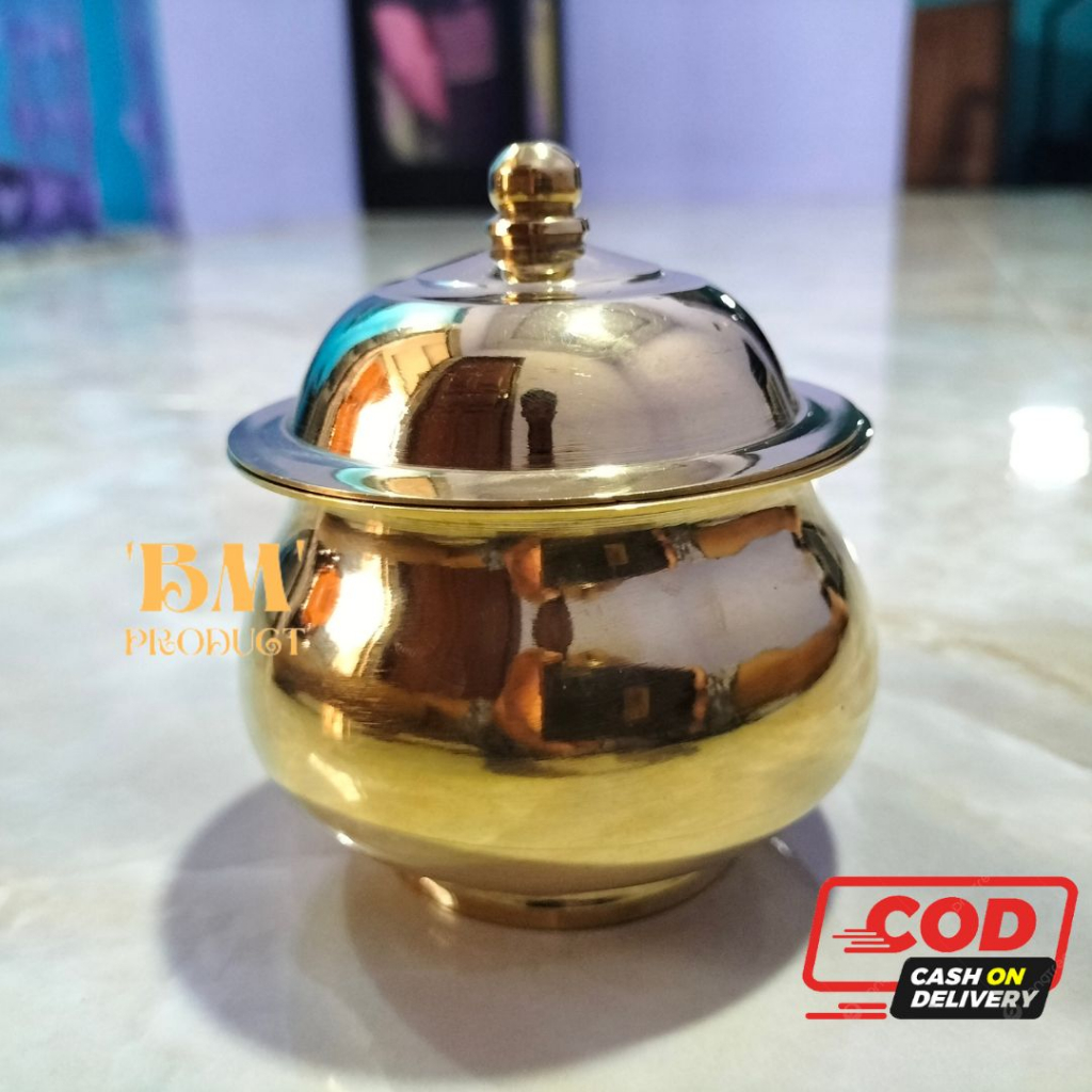Hiolo Dupa Hiolo Kuningan Dengan Tutup P2T Diameter 9.5cm Tempat Dupa 1 pcs