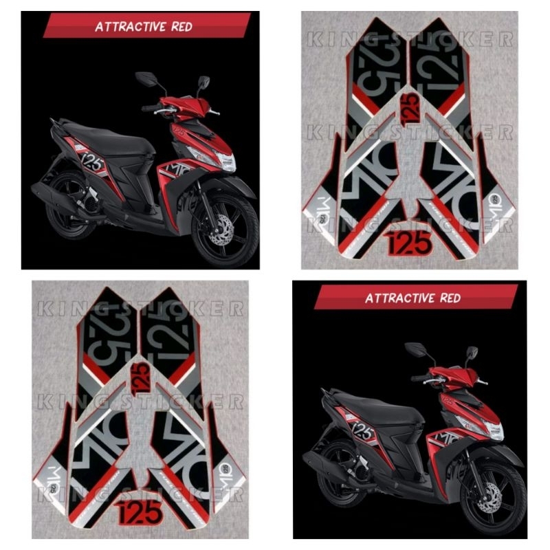 Striping stiker Yamaha Mio M3 125 Tahun 2017 warna merah