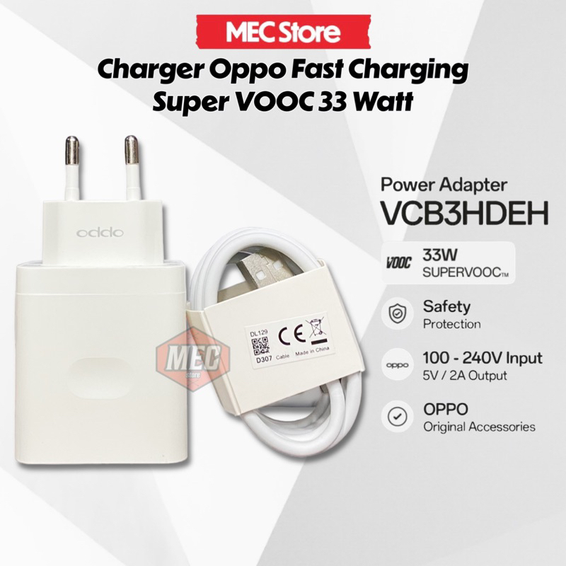 Charger type c Oppo Super Vooc 33 Watt Original model VCB3HDEH