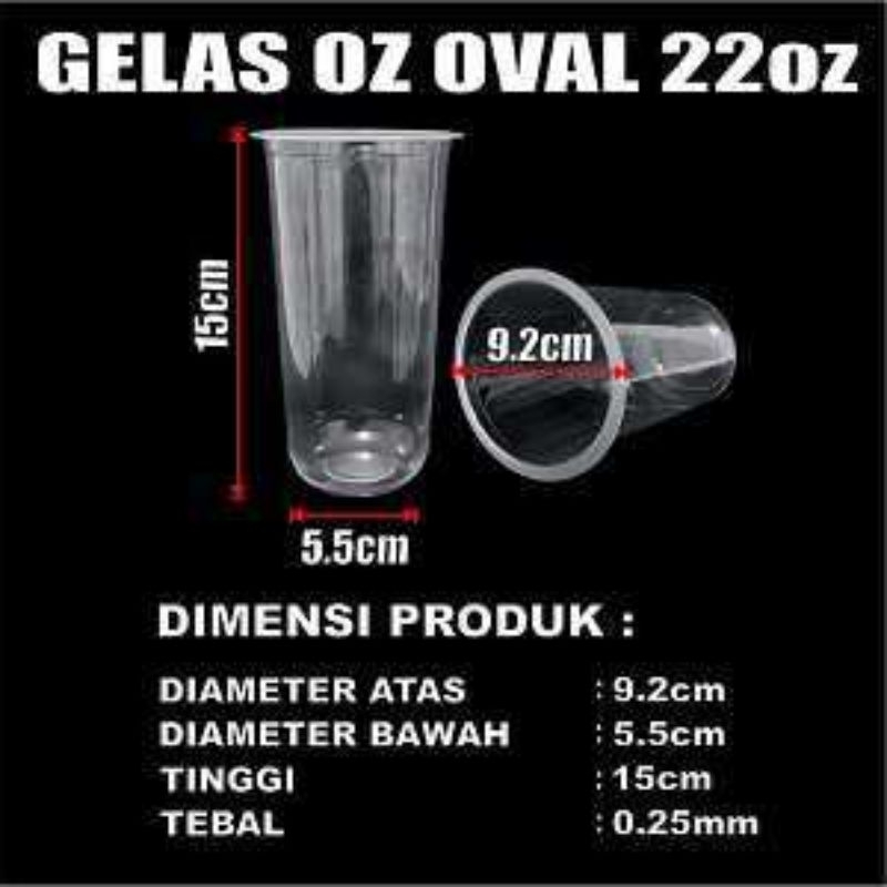 Gelas cup plastik 18 oz oval