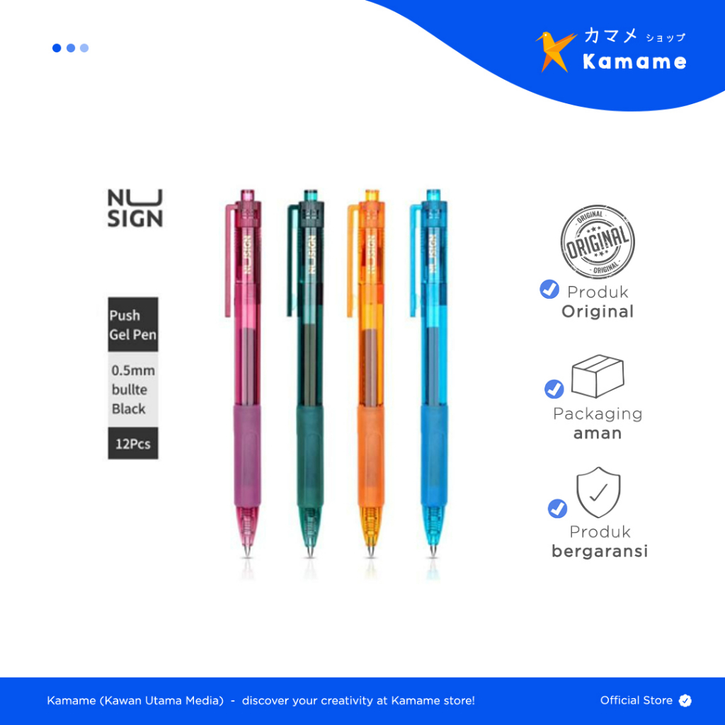 

Deli Nusign Gel Pen - Pulpen Gel Cetek 0.5mm Warna Tinta Hitam Dengan Rubber Grip NS561 - Kamame